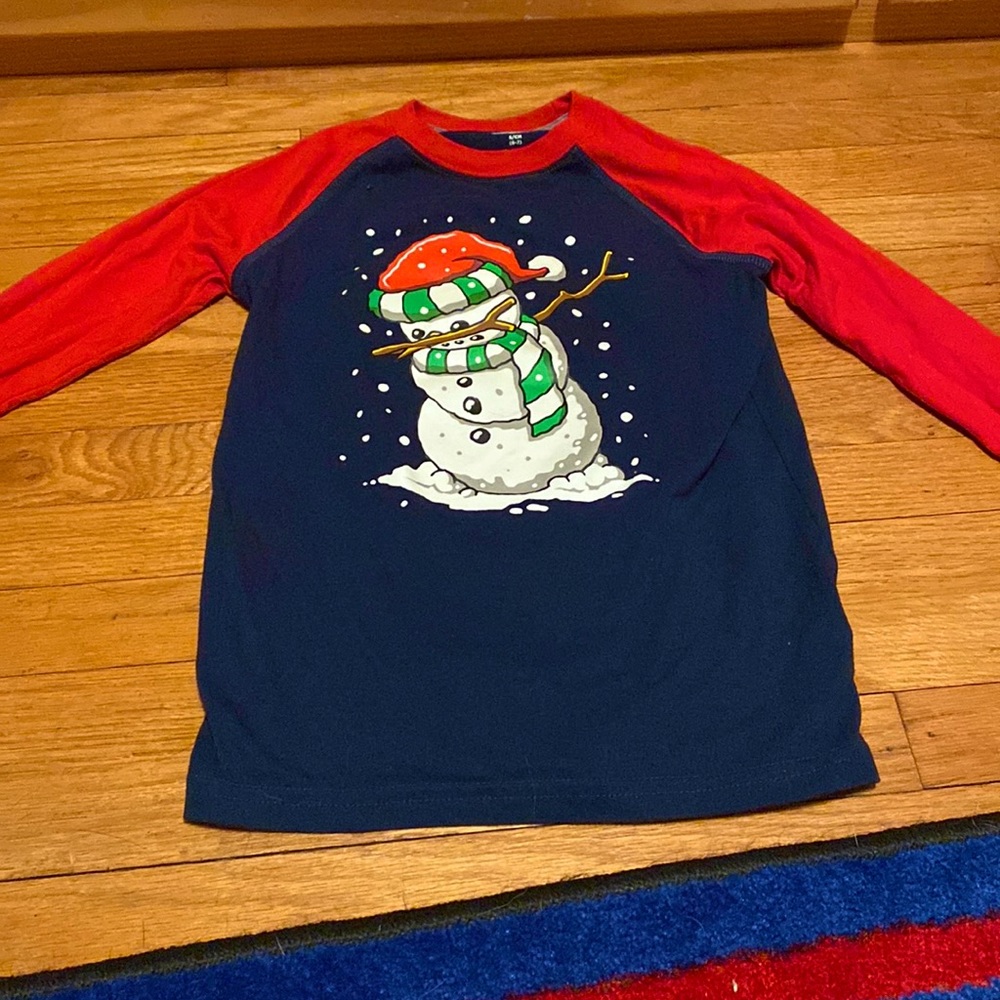 Snowman shirt long sleeve dabbing. Super cute size 6/7😄